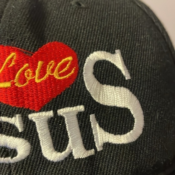 City Hunter I Love Jesus Black Embroidered Baseball Hat Cap OS - Picture 14 of 14